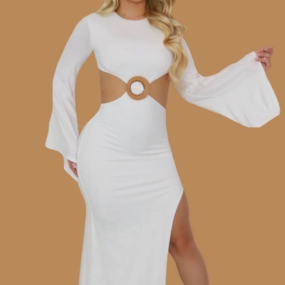 Elegant White Cut-Out Maxi Dress